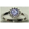 Image 2 : 10) STERLING SILVER TANZANITE HALO RING