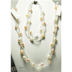12) FRESHWATER PEARL NECKLACE AND BRACELET SET