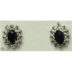 20) 14K WHITE GOLD SAPPHIRE & DIAMOND EARRINGS