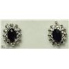 Image 1 : 20) 14K WHITE GOLD SAPPHIRE & DIAMOND EARRINGS