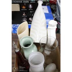 BOX OF 7 SHOWHOME VASES & JARS