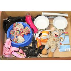 BOX OF DOG/PET ACCESSORIES INCL.
