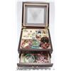 Image 1 : JEWELRY BOX FULL OF VINTAGE AND COSTUME JEWELRY
