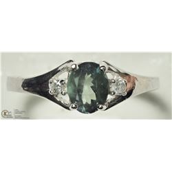 26) 10K WHITE GOLD ALEXANDRITE & DIAMOND RING