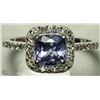 Image 1 : 28) 10K WHITE GOLD TANZANITE 34 DIAMOND HALO RING