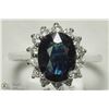 Image 1 : 35) 14K WHITE GOLD SAPPHIRE & DIAMOND RING