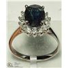Image 2 : 35) 14K WHITE GOLD SAPPHIRE & DIAMOND RING