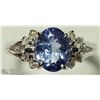 Image 1 : 36) 14K WHITE GOLD TANZANITE & 8 DIAMOND RING