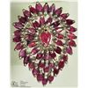 Image 1 : 38) STERLING SILVER RUBY CLUSTER STYLE RING