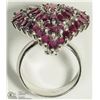Image 2 : 38) STERLING SILVER RUBY CLUSTER STYLE RING