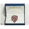 Image 3 : 38) STERLING SILVER RUBY CLUSTER STYLE RING
