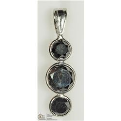 40) 14K WHITE GOLD BLACK DIAMOND PENDANT