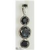 Image 1 : 40) 14K WHITE GOLD BLACK DIAMOND PENDANT