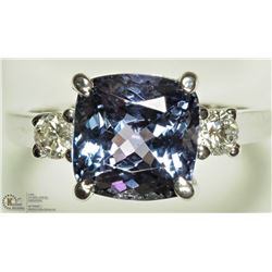 50) 14K WHITE GOLD TANZANITE & DIAMOND RING