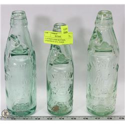 3 ANTIQUE CODD BOTTLES, INVENTED IN 1872, THESE