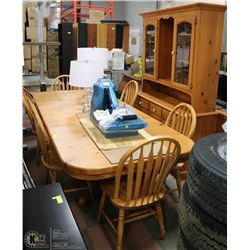 DELUXE PINE TABLE WITH 6 ARROWBACK CHAIRS, BUFFET,