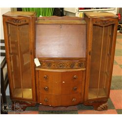 ANTIQUE SECRETARY WRITING DESK CABINET WITH 2