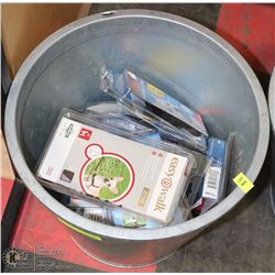 METAL BUCKET OF DOG HARNESSES ON CHOICE