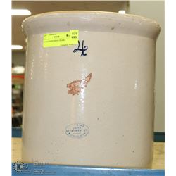 4 GALLON REDWING CROCK