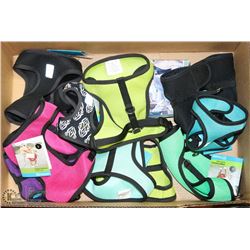 BOX OF ASSORTED DOG HARNESSES ON CHOICE