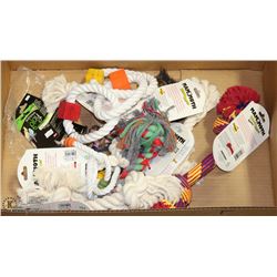 BOX OF DOG TOYS. PETS