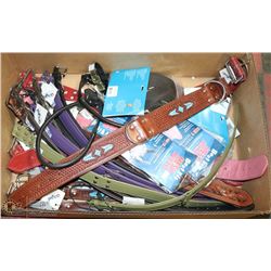 BOX OF ASSORTED DOG COLLARS. PETS
