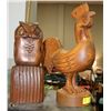 Image 1 : WOOD CARVED ROOSTER SOLD WITH WOOD CARVED OWL