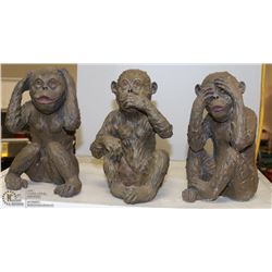 SET OF 3 MONKEY ORNAMENTS.