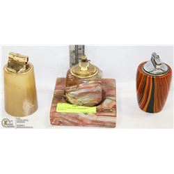 SET OF 3 VINTAGE LIGHTERS 2 MARBLE