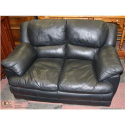 58"X38" BLACK LEATHERETTE SOFA