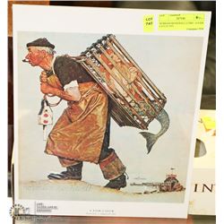 NORMAN ROCKWELL LITHO - A FAIR CATCH 1955
