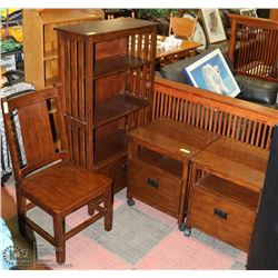 MATCHING 4 PC SHELF WITH 2 NIGHT STANDS AND CHAIR