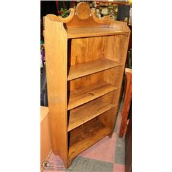 WOOD CARVED SOLID OAK VINTAGE BOOKSHELF