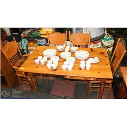 PINE 16"X36"X30"H TABLE WITH 4 MAPLE PRESSBACK