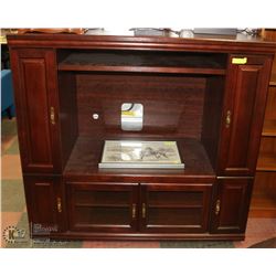 4 DOOR DARK WOOD TONE ENTERTAINMENT CENTER