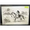 Image 1 : NATIVE PENCIL/CHARCOAL DRAWING FRAMED 20 X 14