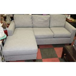 SHOWHOME 81" GREY FABRIC CHAISE LOUNGE SECTIONAL