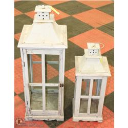 2 DECORATIVE LANTERNS 33"TALL & 24" TALL.