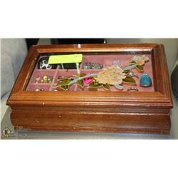 BROWN WOOD RECTANGLE JEWELLERY BOX