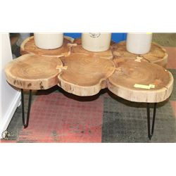 SOLID WOOD WITH METAL LEGS COFFEE TABLE