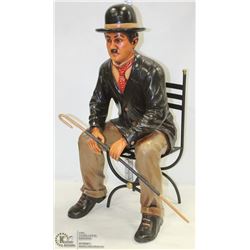 CHARLIE CHAPLIN STATUETTE WITH CHAIR AND CANE