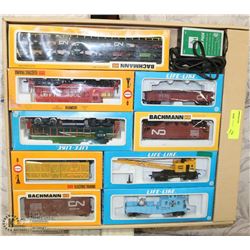 FLAT OF VINTAGE TRAIN CARS INCL CN RAIL