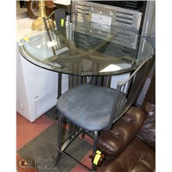 SHOWHOME METAL AND GLASS 36"TALL BAR HEIGHT TABLE