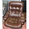 Image 1 : BROWN LEATHER CHAIR, GENUINE LEATHER MADE IN