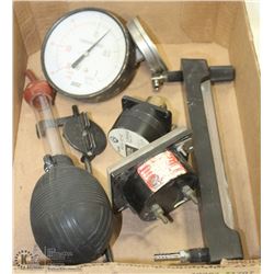 TRAY OF VINTAGE GUAGES AND TESTERS