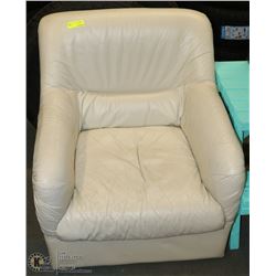 USED WHITE LEATHERETTE ARMCHAIR