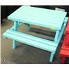 Image 1 : TEAL  WOOD KIDS PICNIC TABLE