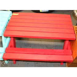 RED WOOD KIDS PICNIC TABLE