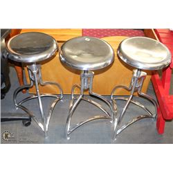 GROUP OF 3 SHOWHOME CHROME BAR STOOLS