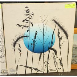 VINTAGE 1970''S LANDSCAPE SILKSCREEN ON CANVAS